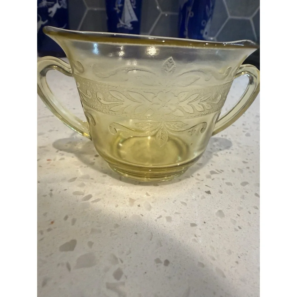 Macbeth Evans S Pattern Yellow Thin Flat Sugar Bowl Depression Glass